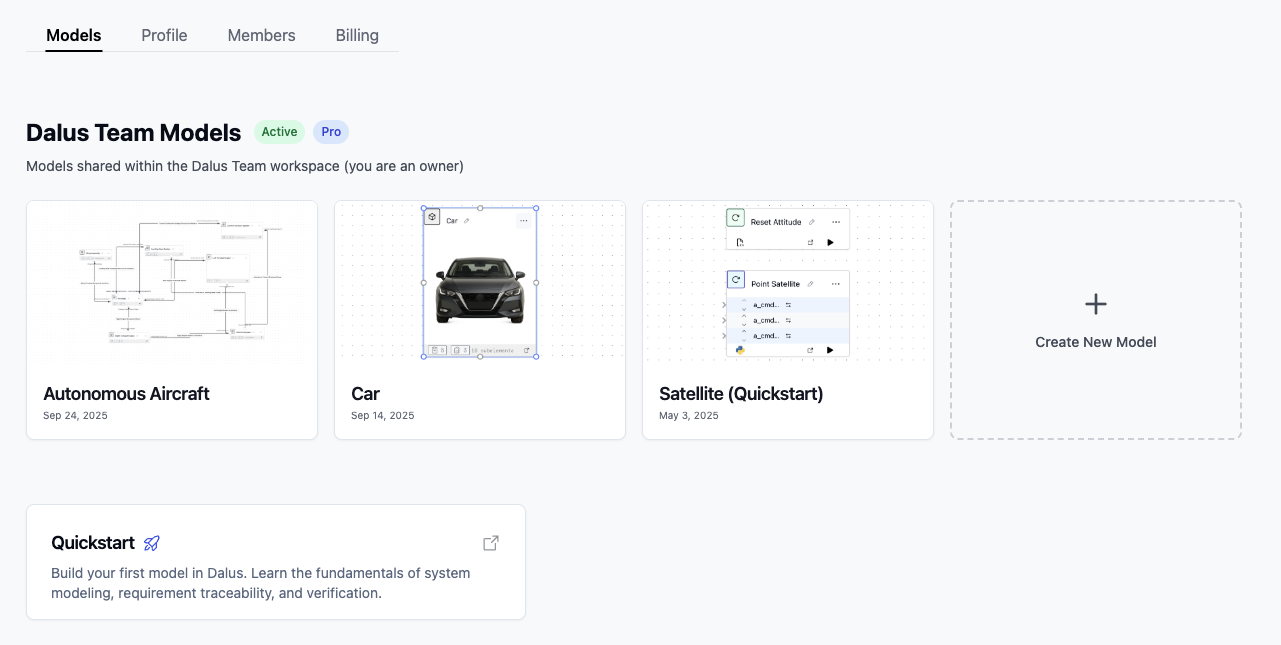 Image: Teams migration and team page showing Models, Profile, Members, Billing